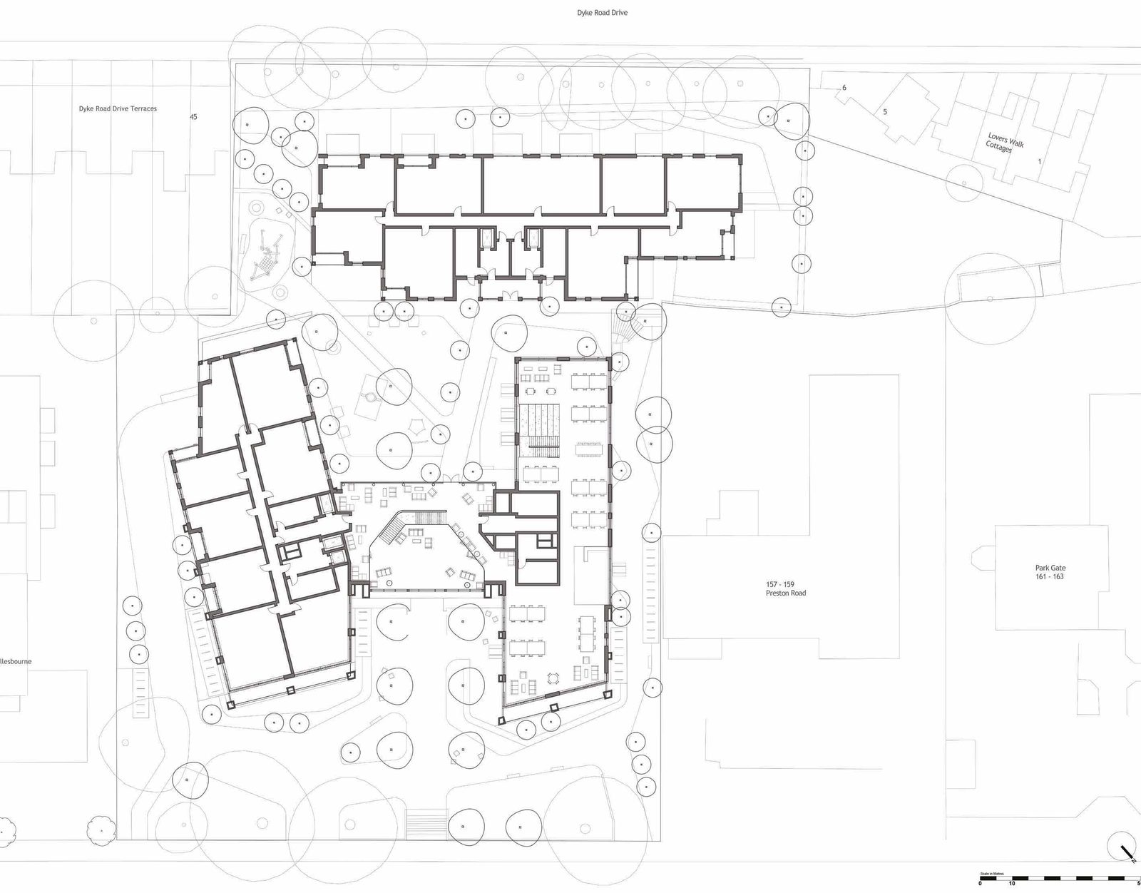 First level floor plan showing Buildings 1, 2 and 3